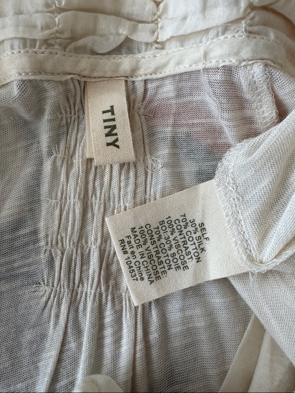 TINY by Anthropologie Embroidered Silk Blend Blouse - Ivory, Size L - Picture 8 of 8